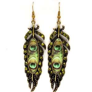 FASHION JEWELRY   Green Peacock Bird Feather Formica and 