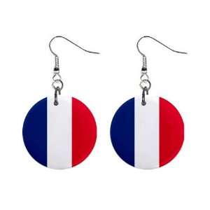 France Flag Button Earrings