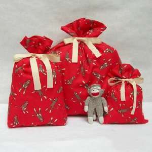    Reusable Gift Bags, Sock Monkey by Lucky Crow