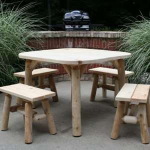  Lakeland Mills Roundabout Table with 4 Benches Patio 