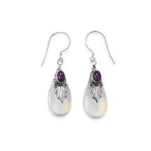  Glass and Amethyst Drop Earrings on French Wire Jewelry