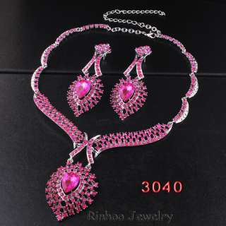 aubergine Necklace Earring1set rhinestrone alloyW28936  