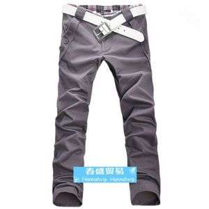    Casual Pocket Design Slim Fit Gray Straight Trousers Pant PF716 US