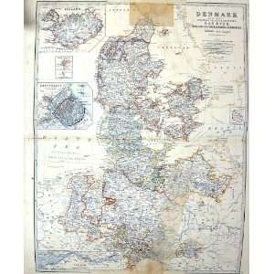  Johnston Antique Map C1860 Denmark Iceland Copenhagen Elbe 