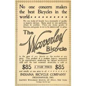  1896 Ad Indiana Bicycle Waverley Cycling Transportation 
