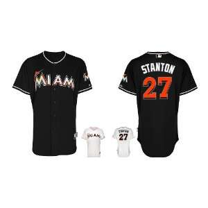 com Miami Marlins Authentic MLB Jerseys Mike Stanton BLACK Cool Base 