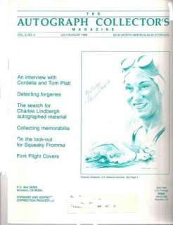 JULY/AUG 1988 AUTOGRAPH COLLECTOR MAG CHARS LINDBERGH  
