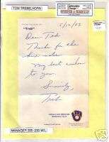 TOM TREBELHORN Signed Autograph Letter COA  