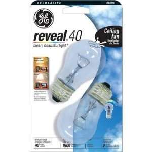  GE Reveal Clear 40 Watt 2 Pack Ceiling Fan Light Bulbs 