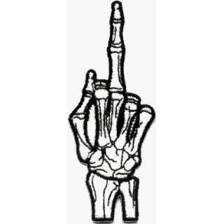 Skeleton Hand   Bony Middle Finger Flipping the Bird   Embroidered 