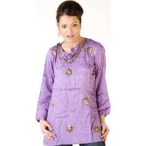  Amethyst Designer Kurti with Beadwork and Self Design 