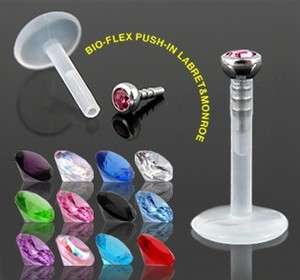   Monroe/Labret Tragus Lip Ring Steel Press Fit Gem Ball Piercing  