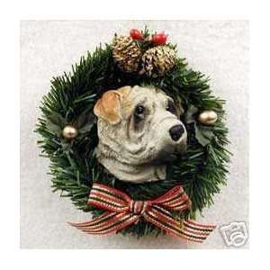  Shar Pei Dog with wreath Christmas Holiday Ornament 