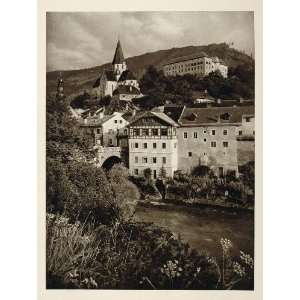  1928 Murau Austria Austrian Town Mur River Photogravure 