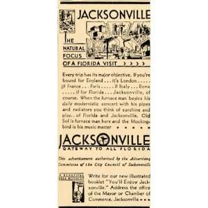  1929 Ad Jacksonville Florida Tourism Travel Commerce 