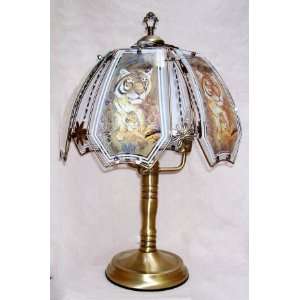  6 Panel Antique Brass Touch Lamp   Tiger/Cub