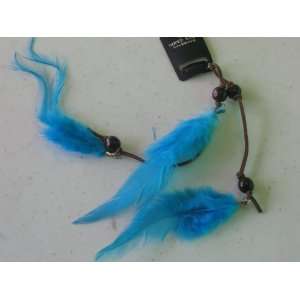  Real Feather Hair Extension with Beads & Clip on Blue 