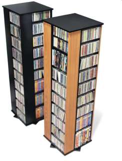 large 4 sided spinning cd dvd storage tower rack oak black color for 