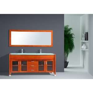 70 Modern Solid Wood Double Sink Bathroom Vanity Cabinet with Mirror 