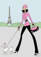 French diva in Paris poodle Eiffel Tour cards cute gift  
