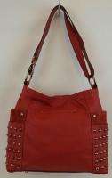 MAKOWSKY GLOVE LEATHER CONVERTIBLE SHOULDER BAG W/ STUDS RUST NEW 