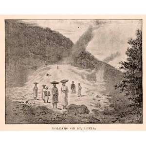  1893 Halftone Print Saint Lucia Volcano Windward Islands 
