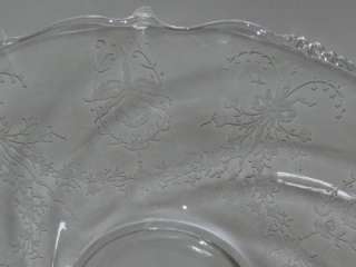   Etched Crystal Orchid Platter Tray Torte Plate Elegant Floral  