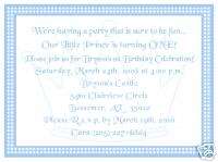 BABY PRINCE BOYS 1ST FIRST BIRTHDAY PARTY INVITATIONS  