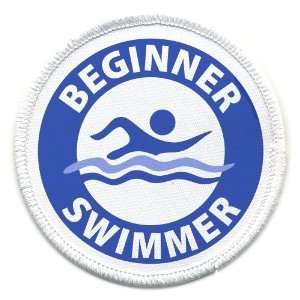  Blue BEGINNER SWIMMER Pool Safety Alert 3 inch Sew on Patch 
