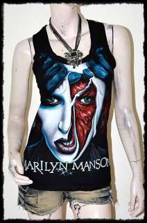 Marilyn Manson MM Rock DIY Funky Mesh Back Top Shirt  