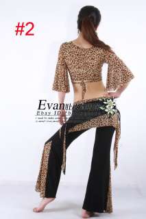 New Belly Dance Costume Leopard Top&Pants 4Colours  
