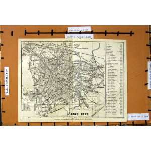 Map 1881 Street Plan Town Gand Gent Belgium Citadelle  