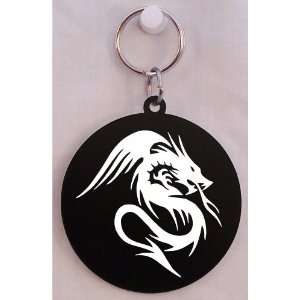   Dragon Laser Engraved Key Chain   Round Fork Tongue 