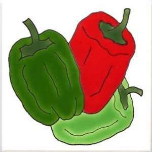   BELL PEPPERS TILE by Besheer Art Tile, Bedford, New Hampshire, U.S.A