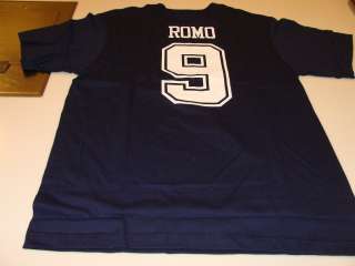 Reebok Dallas Cowboys Tony Romo Name & Number T Shirt Players Navy 