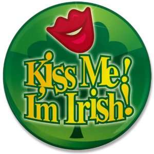 3.5 Button Kiss Me Im Irish Clover 