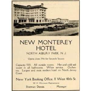  1918 Ad New Monterey Hotel Park Room Orchestra Modern 