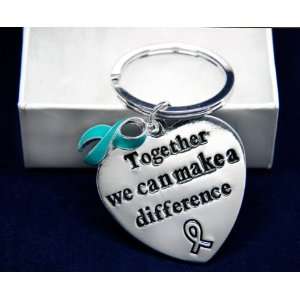 Teal Ribbon Key Chain  Together We Can Make A Difference 