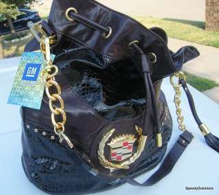 Large Black GM Cadillac Butter Soft handbag Hobo Purse Shoulder Bag 