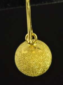 Solid 24K Gold Textured Bead Ball Drop Dangle Earrings  