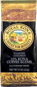 ROYAL KONA COFFEE TOASTED COCONUT 8 OZ BAG  