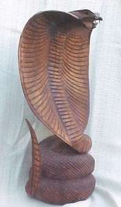 16in Hand Carved Wood Cobra from Bali AMAZING Detail  