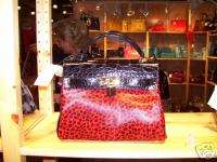Tiziana Red Calf and Crocco Top Handle Bag  