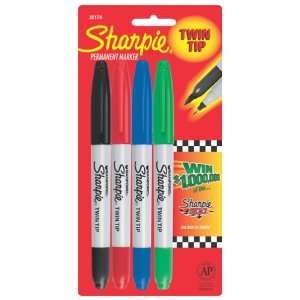  Sharpie 32174 SH Twin Tip 4 Pack (Red,Blue,Green, and 