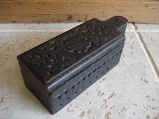 Antique early 19th C Dutch carved wooden tinder box  