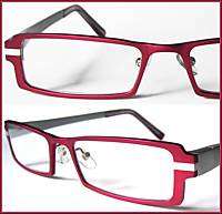 TIN MAN Rectangular Metal Eyeglass Frames Red/Silver  