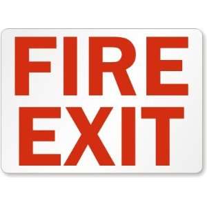  Fire Exit (red on white) Aluminum Sign, 14 x 10 Office 