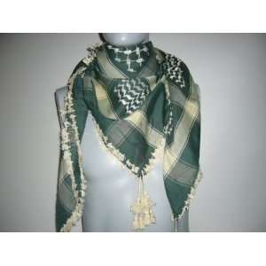 Premium high quality Green Arabic scarf. Shemagh Arab Keffiyeh, Neck 