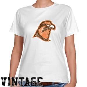 Bowling Green St. Falcons Ladies White Distressed Logo Vintage Classic 