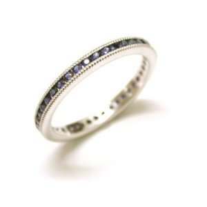 Sapphire Channel Set Full Circle in Platinum Band with Fine Millgrain 